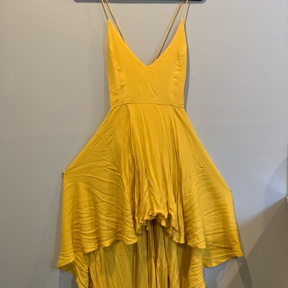 yellow high low dress